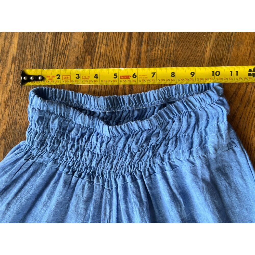 Made In Italy Blue 100% Linen Wide Leg Pants Trousers Women's Size Small - Picture 7 of 12